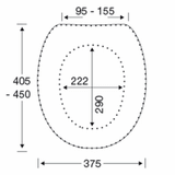 Pressalit Dania 50 mm raised toilet seat – dimensions drawing