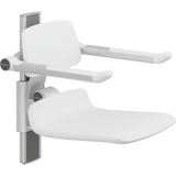 Pressalit PLUS shower seat – 450 mm Manual – Back & Armrests, Standard Seat, White