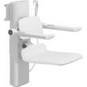 Pressalit PLUS shower seat – 450 mm Electric – Back & Armrests, Standard Seat, White