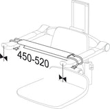 Pressalit PLUS front support 450–520 mm – dimension drawing