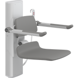 Pressalit PLUS shower seat – 450 mm Electric – Back & Armrests, Standard Seat, Anthracite