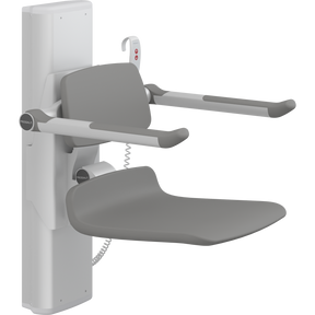 Pressalit PLUS shower seat – 450 mm Electric – Back & Armrests, Standard Seat, Anthracite