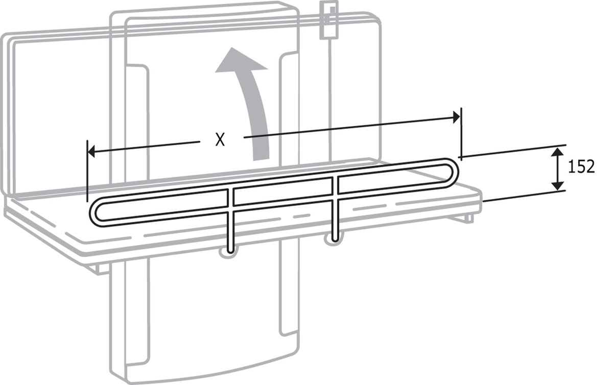 Pressalit guardrail fitted to a foldable daycare changing table