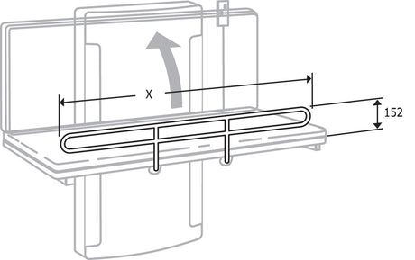 Pressalit guardrail fitted to a foldable daycare changing table