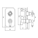 Nuie Victorian Edwardian Twin Thermostatic Shower Valve – Chrome, photo 3
