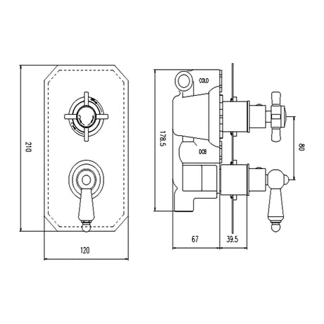 Nuie Victorian Edwardian Twin Thermostatic Shower Valve – Chrome, photo 3