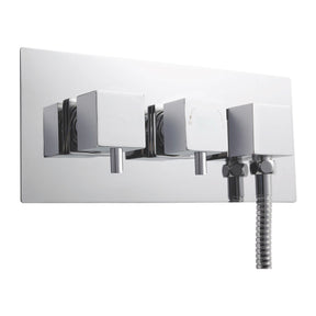 Nuie Twin Thermostatic Shower Valve With Diverter – 120mm High – Chrome