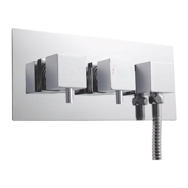 Nuie Twin Thermostatic Shower Valve With Diverter – 120mm High – Chrome