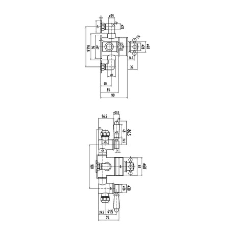 Nuie Victorian Triple Thermostatic Shower Valve – 333mm High – Chrome, photo 3