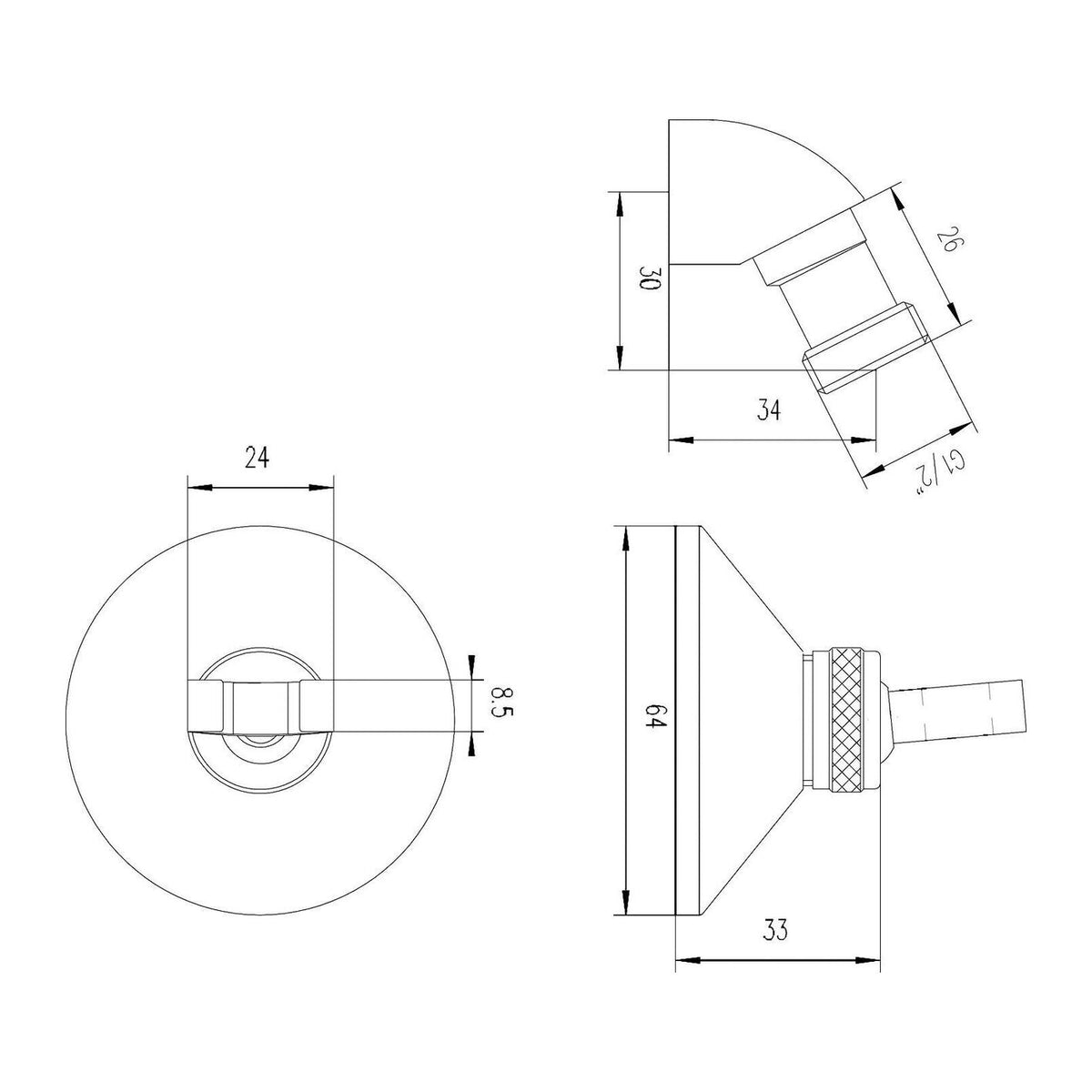 Nuie Wall Bracket & Elbow – Chrome, photo 2