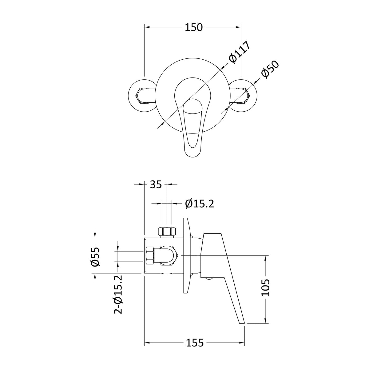 Nuie Round Concealed Or Exposed Shower Valve – Chrome, photo 3