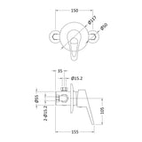 Nuie Round Concealed Or Exposed Shower Valve – Chrome, photo 3