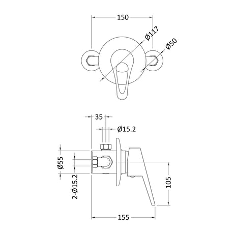 Nuie Round Concealed Or Exposed Shower Valve – Chrome, photo 3