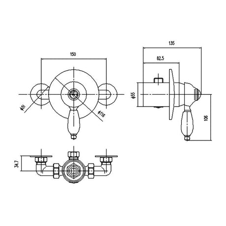 Nuie Edwardian Exposed Shower Valve – Chrome, photo 2