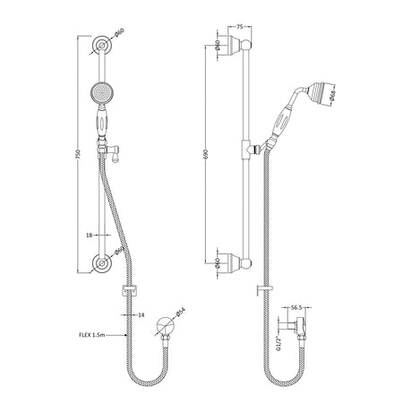 Nuie Shower Slide Rail Kit Slider Rail Kit – Chrome, photo 3