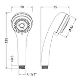 Nuie Three Function Shower Handset Kit – Chrome, photo 2