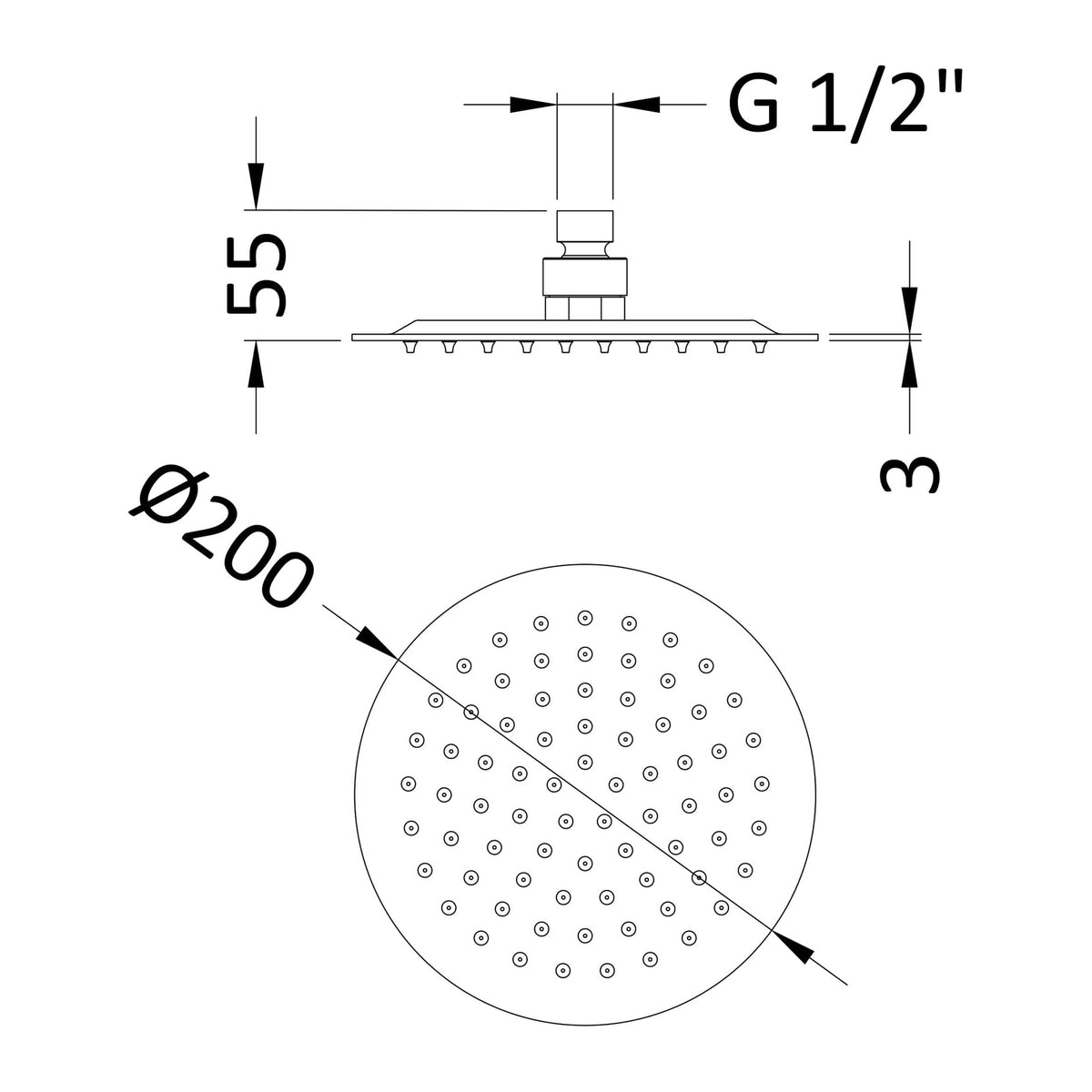 Nuie Fixed Shower Head – 195mm, 200mm & 300mm, photo 7