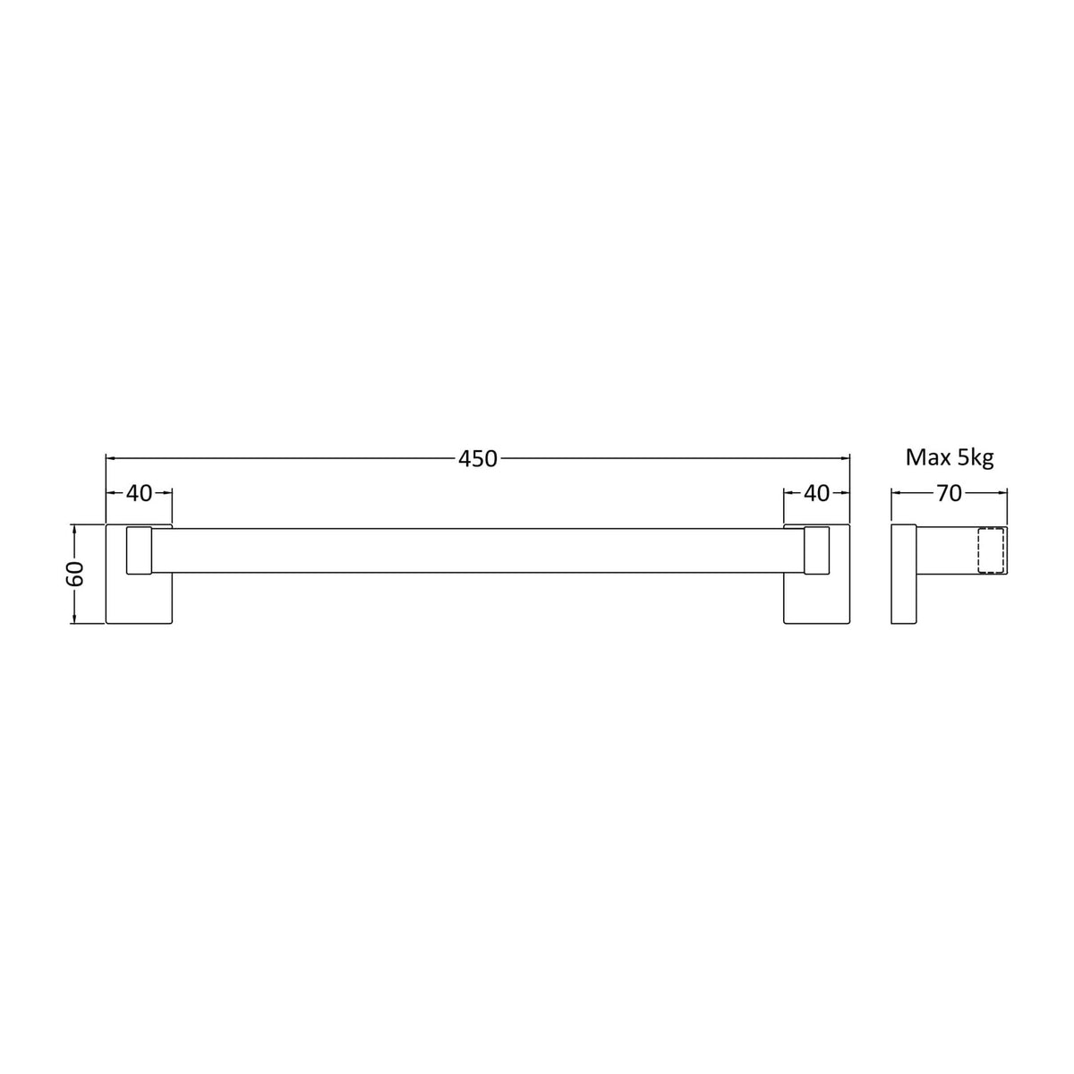 Nuie Magnetic Towel Rail – Chrome, photo 2