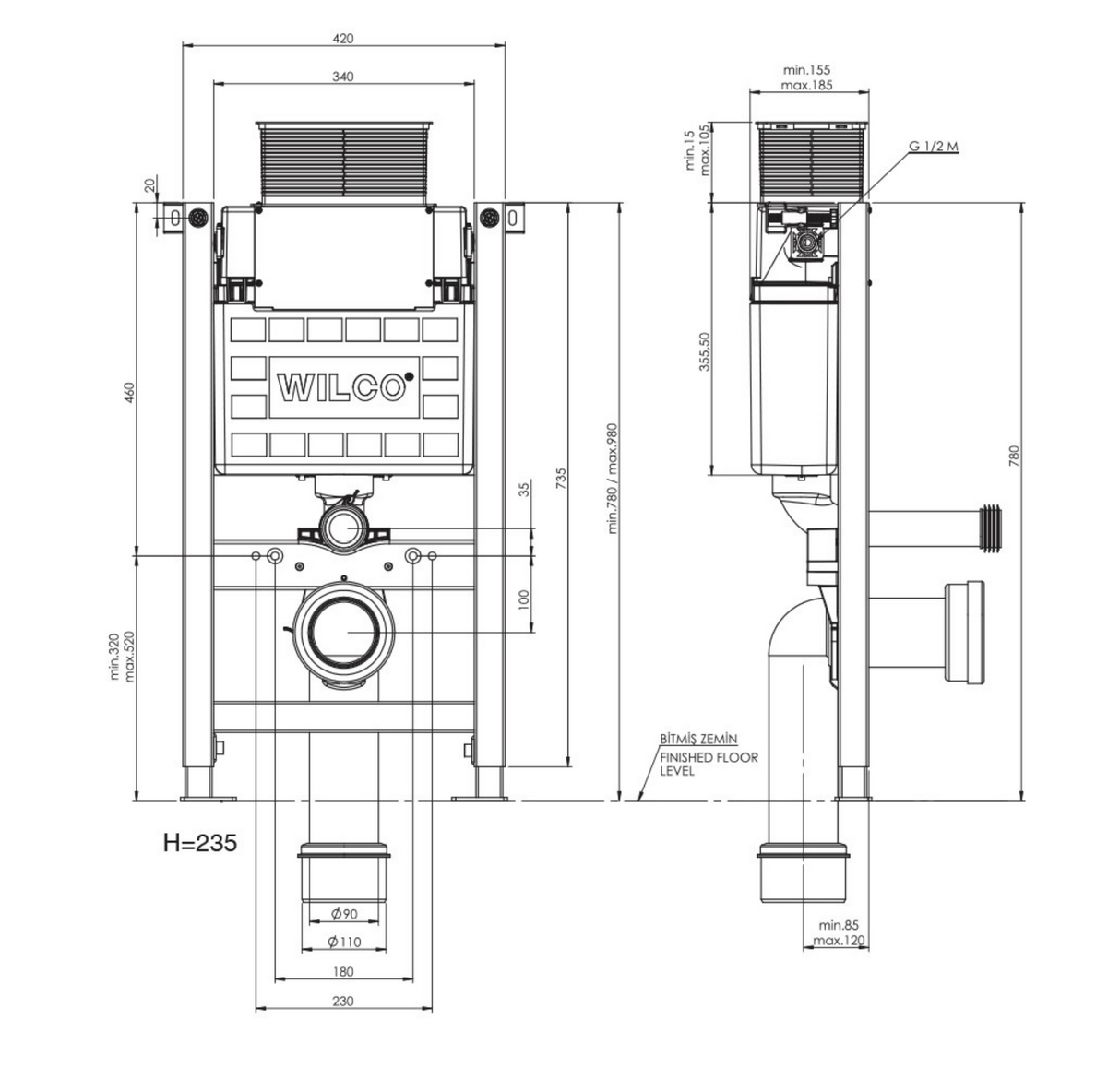 Kartell K-VIT Keytec Wall Mounting Frame 0.82m (ACC010)