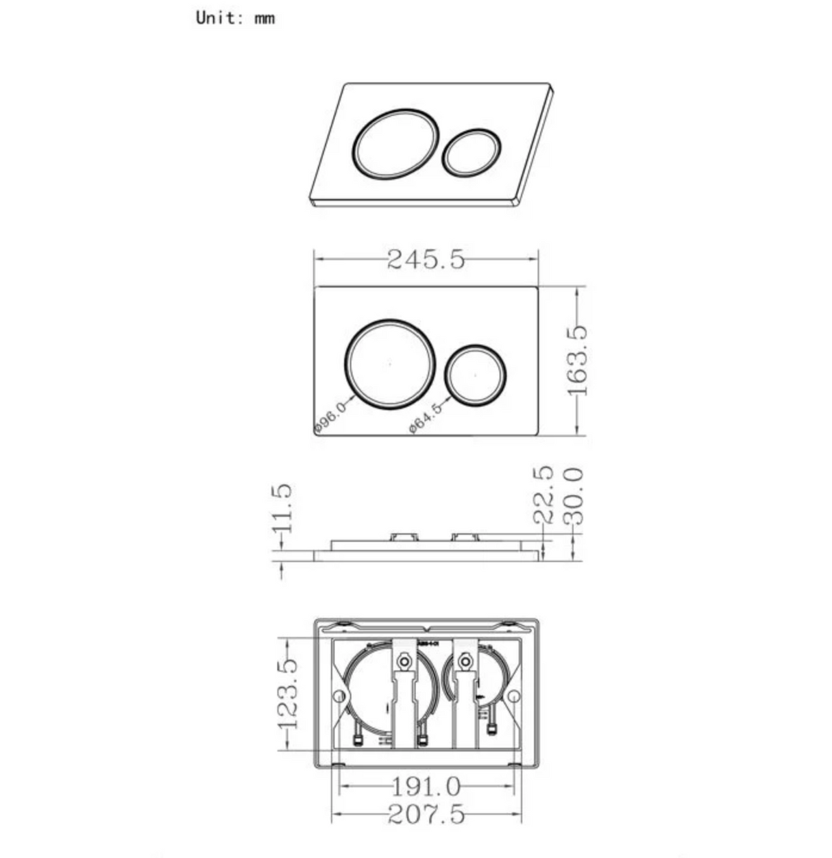 Kartell K-VIT Keytec Round Flushplate- Brushed Nickel (ACC016)