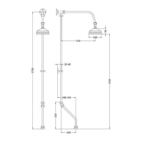 Nuie Rigid Riser Kit Shower Kit – Chrome, photo 2