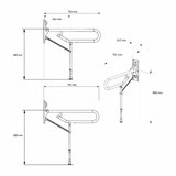 AKW 1800 Series Hinged Foldup Double Hairpin Rail-Adjustable Leg (32mm) White (01830WH)