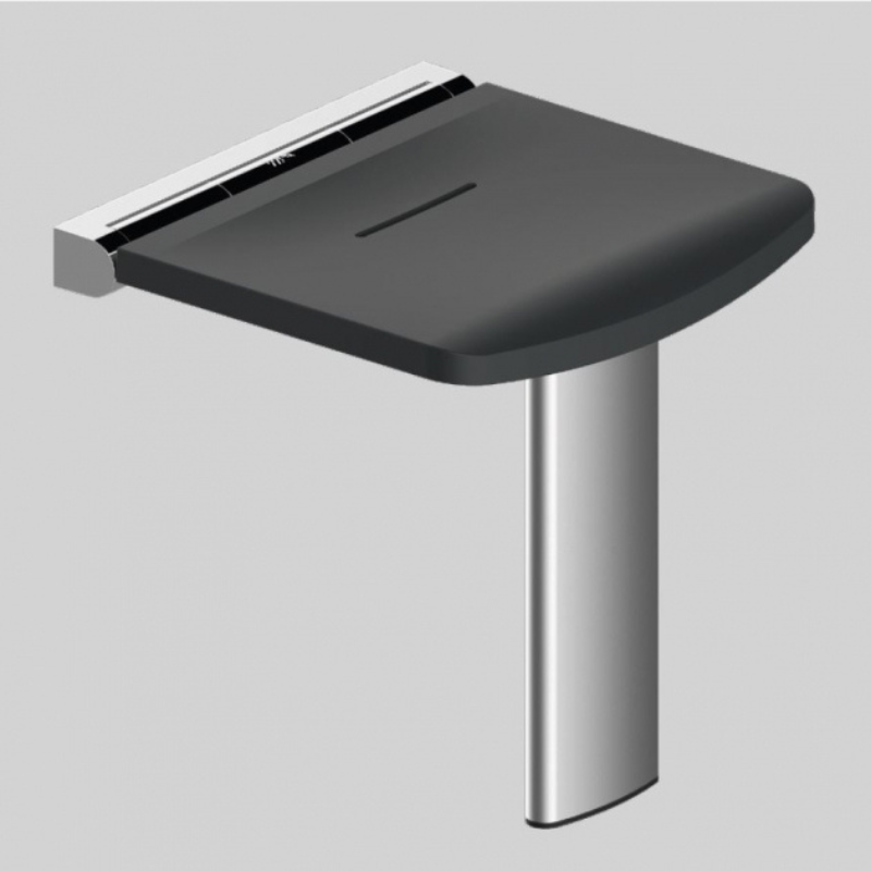 AKW Onyx Fold Up Shower Seat with Adjustable Leg - Black (02810BK-LS)