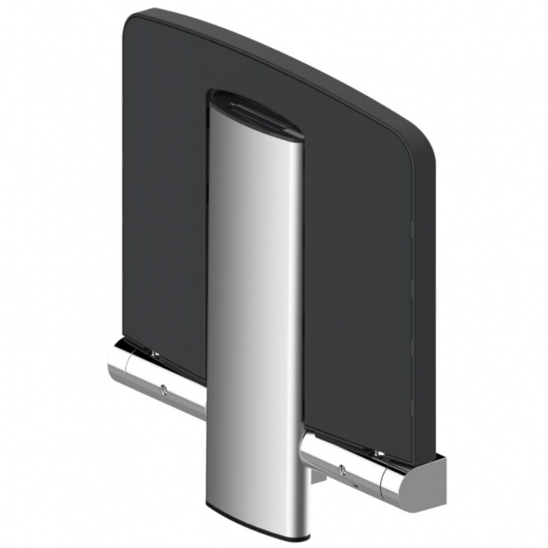 AKW Onyx Fold Up Shower Seat with Adjustable Leg - Black (02810BK-LS)