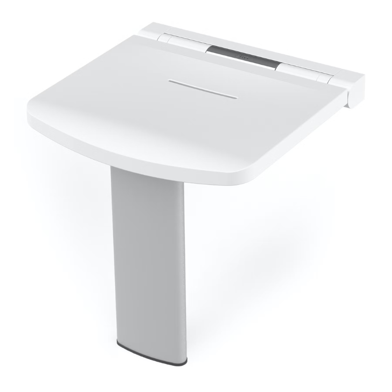 AKW Onyx Fold Up Shower Seat with Adjustable Leg -White (02810WH-LS)
