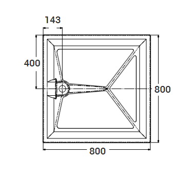 AKW Braddan 800x800mm shower tray dimensions diagram