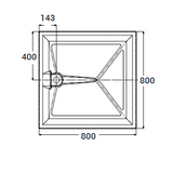 AKW Braddan 800x800mm shower tray dimensions diagram