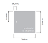 AKW Braddan 900x900mm shower tray dimensions diagram