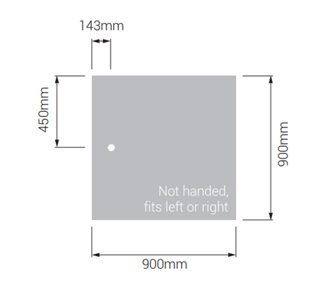 AKW Braddan 900x900mm shower tray dimensions diagram