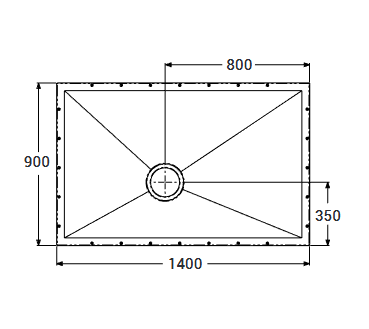 AKW Tuff Form 1400x900mm wet room base Code 21028