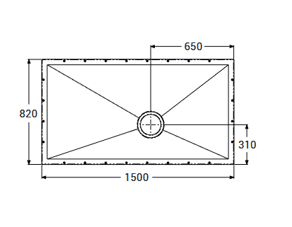 AKW Tuff Form 1500x820mm wet room base Code 21036