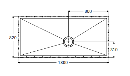 AKW Tuff Form 1800x820mm wet room base Code 21050