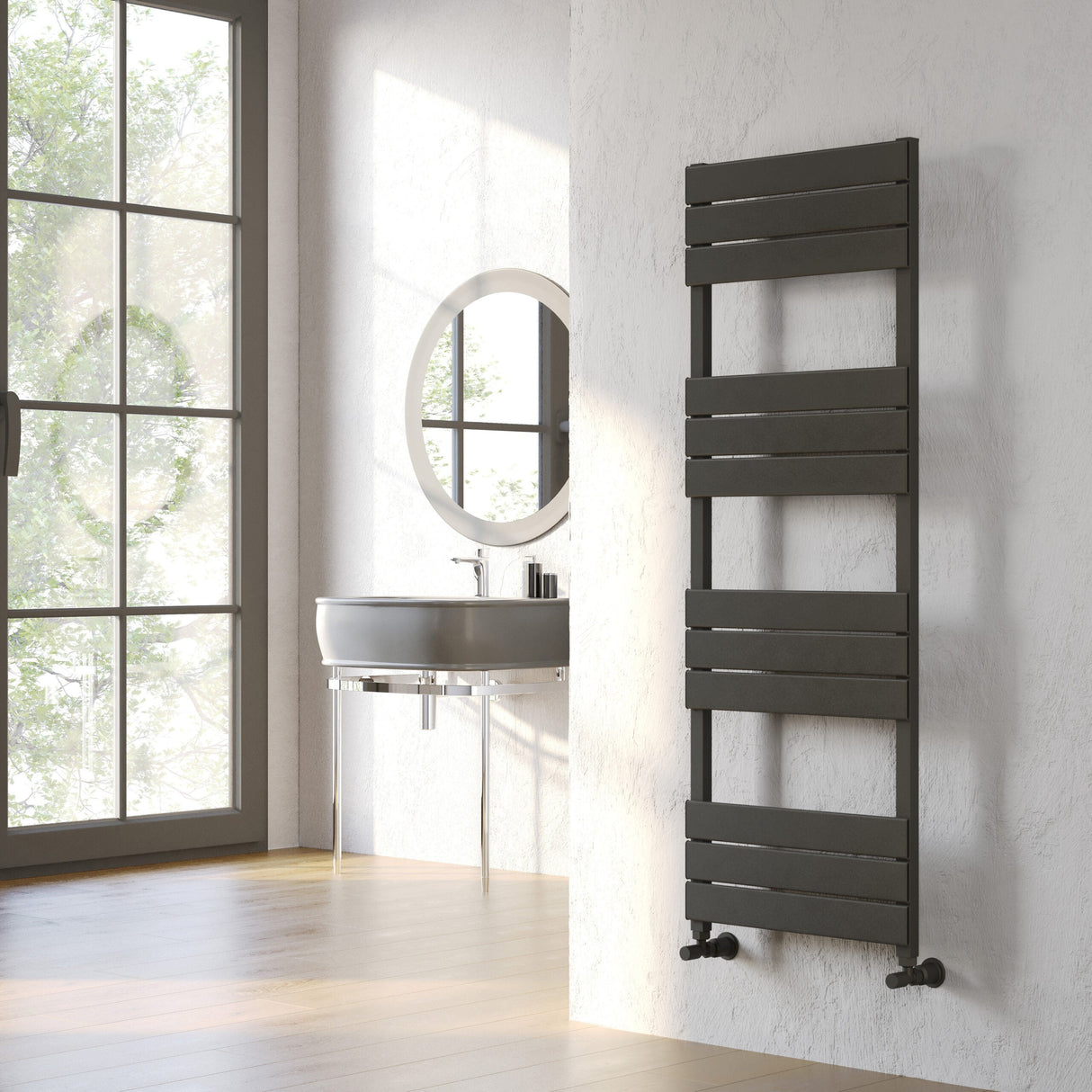 Kartell K-VIT Maple Aluminium Heated Towel Rail Textured Grey