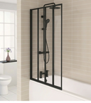 Aqualux 4 Fold Bath Screen 1400 x 840mm – Black or Polished Silver (AQ4FBLK / AQ4FSLV)