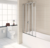 Aqualux 4 Fold Bath Screen- Polished Silver (AQ4FSLV)