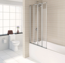 Aqualux 4 fold bath screen, polished silver