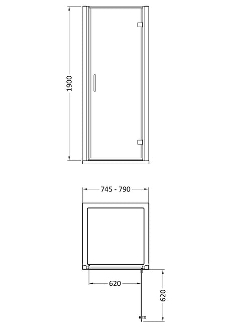 Nuie Lucie Hinged Shower Door – 800mm & 900mm, photo 5