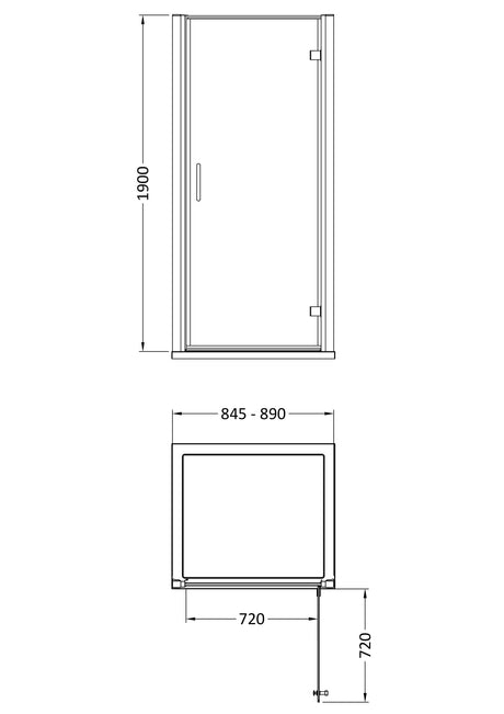 Nuie Lucie Hinged Shower Door – 800mm & 900mm, photo 6
