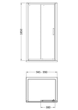 Hudson Reed Pacific Sliding Shower Door - Square T Shape Handle – 1000mm, 1200mm, 1400mm & 1700mm, photo 3