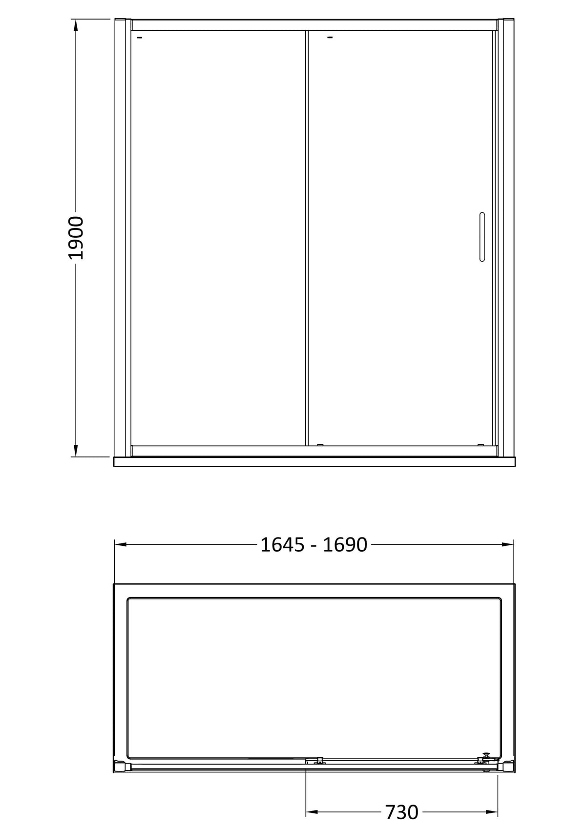 Nuie Lucie Sliding Shower Door – 1200mm, 1400mm & 1700mm, photo 7