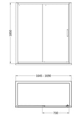 Hudson Reed Pacific Sliding Shower Door - Square T Shape Handle – 1000mm, 1200mm, 1400mm & 1700mm, photo 6