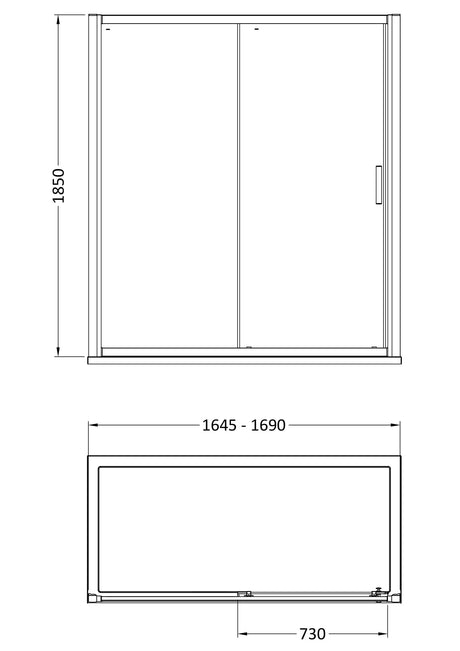 Hudson Reed Pacific Sliding Shower Door - Square T Shape Handle – 1000mm, 1200mm, 1400mm & 1700mm, photo 6