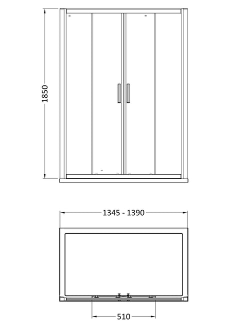 Hudson Reed Pacific Double Sliding Shower Door - Square T Shape Handle – 1400mm & 1700mm, photo 3