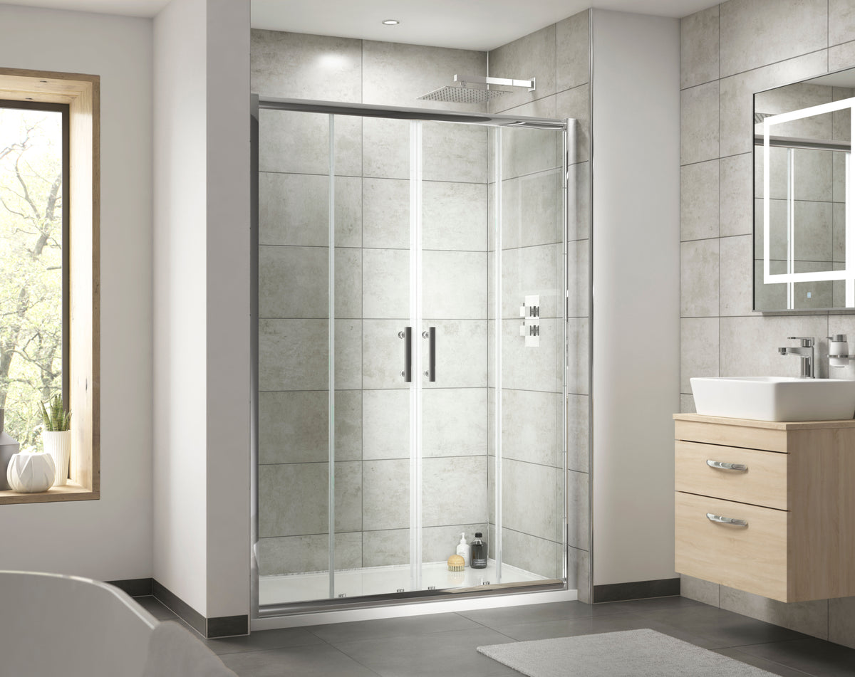Hudson Reed Pacific Double Sliding Shower Door - Square T Shape Handle – 1400mm & 1700mm