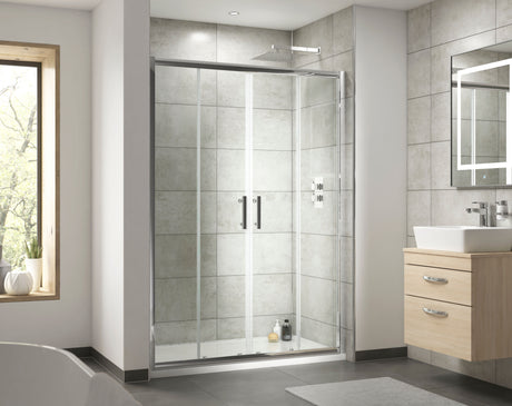 Hudson Reed Pacific Double Sliding Shower Door - Square T Shape Handle – 1400mm & 1700mm