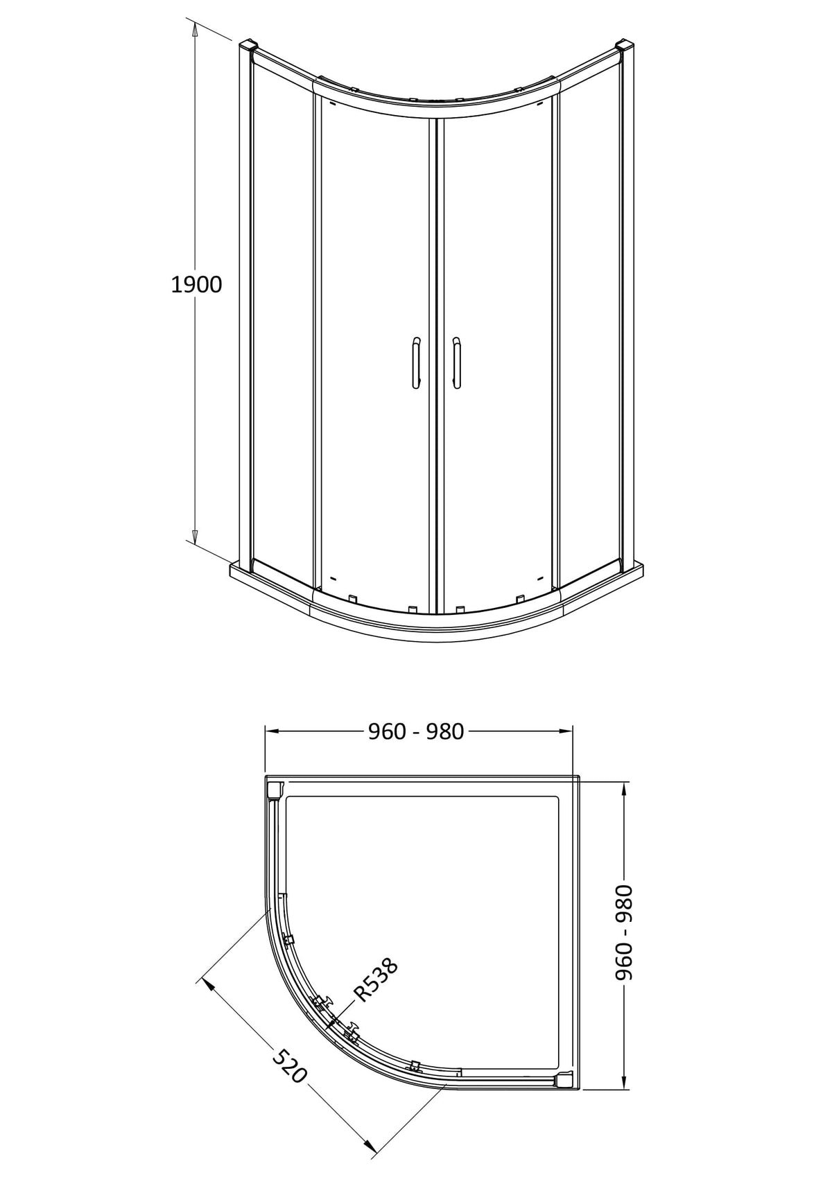 Nuie Lucie Quadrant Shower Enclosure – 900mm & 1000mm, photo 6